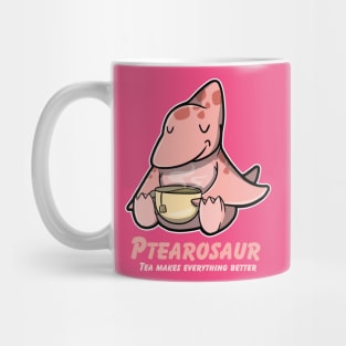 Cute Little Ptearosaur Drinking A Cup Of Tea Mug